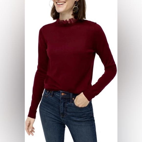 J. Crew | Sweaters | J Crew Tippi Sweater With Lace Collar Detail | Poshmark